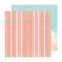 Heidi Swapp - Set Sail Collection - 12 x 12 Double Sided Paper - Canvas Stripes Peach